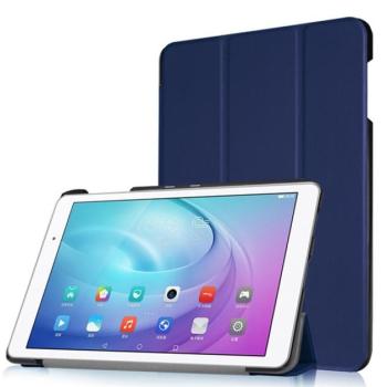 Tok álló, bőr hatású (FLIP, oldalra nyíló, TRIFOLD asztali tartó funkció) SÖTÉTKÉK Huawei Mediapad T2 10.0 Pro kép