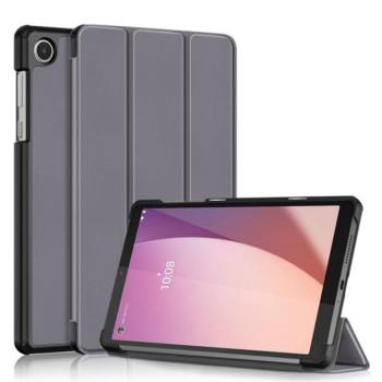 Tok álló, bőr hatású (FLIP, oldalra nyíló, TRIFOLD, asztali tartó) SÖTÉTSZÜRKE Lenovo Tab M8 Gen4 (TB300F) WIFI, Tab M8 Gen4 (TB300X) LTE kép