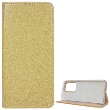 Tok álló, bőr hatású (FLIP, szilikon belső, oldalra nyíló, asztali tartó funkció, bankkártya tartó, csillogó) ARANY Samsung Galaxy S20 Ultra (SM-G988F), Samsung Galaxy S20 Ultra 5G (SM-G9 kép