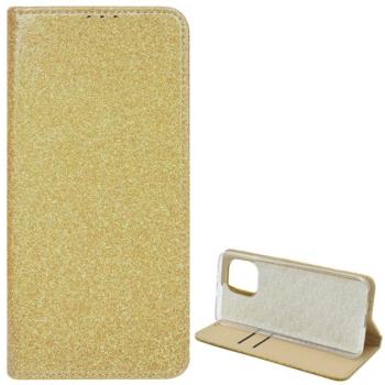 Tok álló, bőr hatású (FLIP, szilikon belső, oldalra nyíló, asztali tartó funkció, bankkártya tartó, csillogó) ARANY Xiaomi Mi 11 5G kép