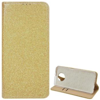 Tok álló, bőr hatású (FLIP, szilikon belső, oldalra nyíló, asztali tartó funkció, bankkártya tartó, csillogó) ARANY Xiaomi Redmi Note 9T 5G kép