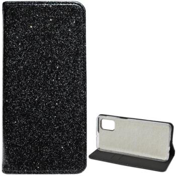 Tok álló, bőr hatású (FLIP, szilikon belső, oldalra nyíló, asztali tartó funkció, bankkártya tartó, csillogó) FEKETE Samsung Galaxy M51 (SM-M515F) kép