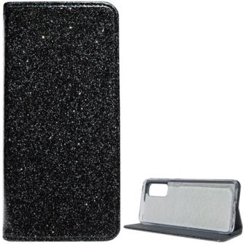 Tok álló, bőr hatású (FLIP, szilikon belső, oldalra nyíló, asztali tartó funkció, bankkártya tartó, csillogó) FEKETE Samsung Galaxy S20 (SM-G980F), Samsung Galaxy S20 5G (SM-G981U) kép