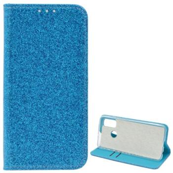 Tok álló, bőr hatású (FLIP, szilikon belső, oldalra nyíló, asztali tartó funkció, bankkártya tartó, csillogó) VILÁGOSKÉK Huawei P Smart (2020) kép