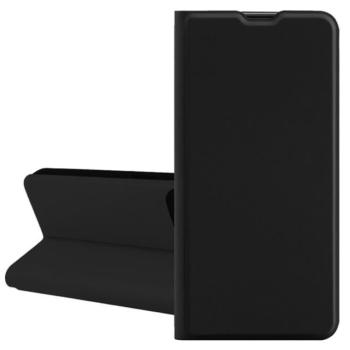 Tok álló, bőr hatású (FLIP, szilikon belső, oldalra nyíló, asztali tartó, kártyazseb) FEKETE Apple iPhone 17 kép