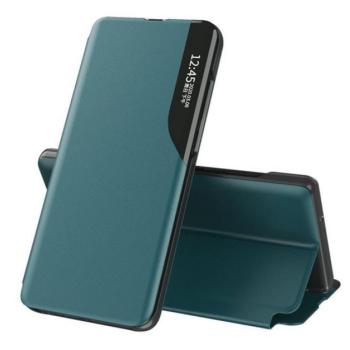 Tok álló, ECO bőr hatású (aktív FLIP, oldalra nyíló, asztali tartó, ablakos) SÖTÉTZÖLD Samsung Galaxy A15 (SM-A155), Galaxy A15 5G (SM-A156) kép