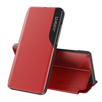 Tok álló, ECO bőr hatású (aktív FLIP, oldalra nyíló, asztali tartó funkció, hívószám kijelzés, View Window) PIROS Samsung Galaxy A15 (SM-A155), Galaxy A15 5G (SM-A156) kép