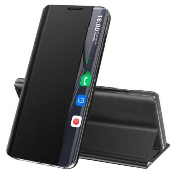 Tok álló, textil hatású (aktív FLIP, oldalra nyíló, asztali tartó funkció, Smart View Cover) FEKETE Samsung Galaxy A52 4G (SM-A525F), Samsung Galaxy A52 5G (SM-A526F), Samsung Galaxy A52s 5G kép