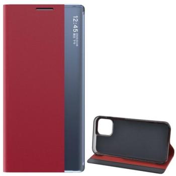 Tok álló, textil hatású (aktív FLIP, oldalra nyíló, asztali tartó funkció, Smart View Cover) PIROS Apple iPhone 12 mini kép
