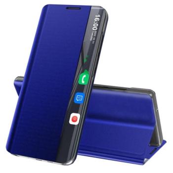 Tok álló, textil hatású (aktív FLIP, oldalra nyíló, asztali tartó funkció, Smart View Cover) SÖTÉTKÉK Xiaomi Mi 10T 5G, Xiaomi Mi 10T Pro 5G kép