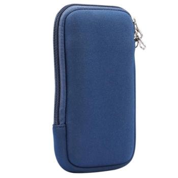 Tok álló, textil (ütésálló belső, cipzáras, univerzális, 4.7-5.4&quot; méret + nyakpánt) SÖTÉTKÉK Apple iPhone 7 4.7, Evolveo Strongphone Q5, Vodafone Smart turbo 7 (VFD500), HTC One S9, kép