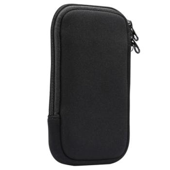 Tok álló, textil (ütésálló belső, cipzáras, univerzális, 6.7-6.9&quot; méret + nyakpánt) FEKETE Apple iPhone 7 Plus 5.5, HTC Desire 825, Asus Zenfone 3 5.5 (ZE552KL), LG V20 (H990), Lenovo kép