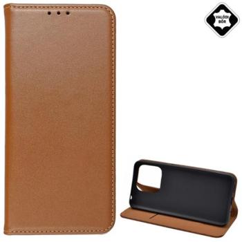 Tok álló, valódi bőr (FLIP, oldalra nyíló, asztali tartó funkció) BARNA Xiaomi Redmi 12C kép