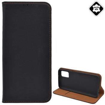 Tok álló, valódi bőr (FLIP, oldalra nyíló, asztali tartó funkció) FEKETE Samsung Galaxy A03s (SM-A037F) kép