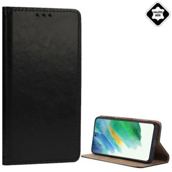 Tok álló, valódi bőr (FLIP, oldalra nyíló, asztali tartó funkció) FEKETE Samsung Galaxy S21 FE (SM-G990) kép