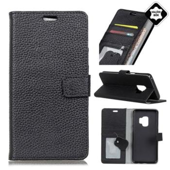 Tok álló, valódi bőr (FLIP, oldalra nyíló, asztali tartó funkció) FEKETE Samsung Galaxy S9 (SM-G960) kép