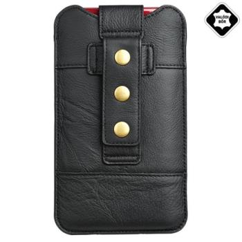 Tok álló, valódi bőr, POUCH (univerzális, bankkártya tartó, övre fűzhető, csatos, 6.1&quot; méret, prémium) FEKETE Blackberry DTEK50 , Vodafone Smart turbo 7 (VFD500), Honor 8, Huawei Y6 I kép