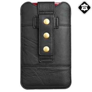 Tok álló, valódi bőr, POUCH (univerzális, bankkártya tartó, övre fűzhető, csatos, 7.2&quot; méret, prémium) FEKETE Samsung Galaxy Mega 6.3 (GT-I9200), Samsung Galaxy Mega 6.3 (GT-I9205), N kép