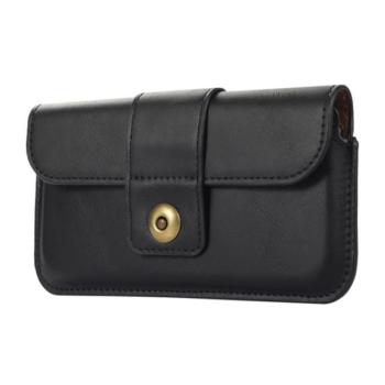 Tok fekvő, bőr hatású (univerzális, övre fűzhető, 5.5&quot; - 6.7&quot; méret) FEKETE Apple iPhone 7 Plus 5.5, HTC Desire 825, LG V20 (H990), Asus Zenfone 3 Deluxe (ZS570KL), Huawei Mate 9, H kép