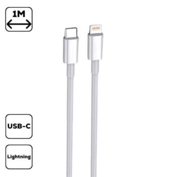 Töltő- és adatkábel USB-C / Lightning 3A, 1m, fehér kép