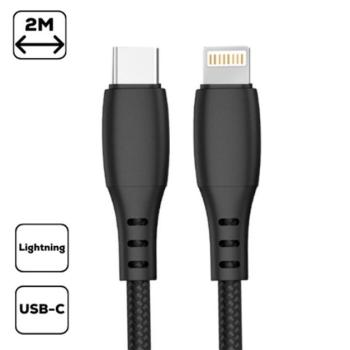 Töltő- és adatkábel USB-C / Lightning 3A, 2m, fekete kép