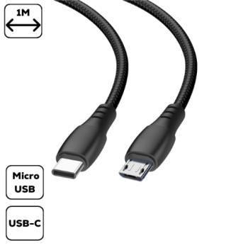 Töltőkábel Type C to Micro 2.4A 1 méter, Fekete kép
