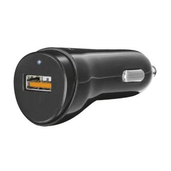 Trust autós töltő 1xUSB-A csatlakozással 18W QC 3.0 - fekete kép