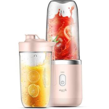 Turmixgép, vezeték nélküli, 140 W teljesítmény, 400 ml-es, hordozható, tölthető, Deerma NU05, vörösarany kép