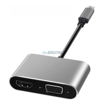 Type-C kábel male és HDMI női 4K 30Hz + SVGA 15pin female ART 15cm kép