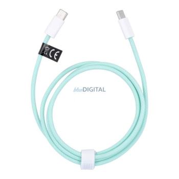 Type-C - Type-C adatkábel, mentazöld, nylon fonat, 1M, 60W / 3A, PD / QC 3.0, C263 kép