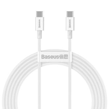 Type-C - Type-C gyorstöltő adatkábel, fast charging, fehér, 1M, 100W, Baseus Superior Series kép