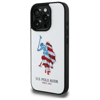 U.S. Polo Assn. USHCP15XPUSH Leather Big DH American Flag tok iPhone 15 Pro Max - fehér kép