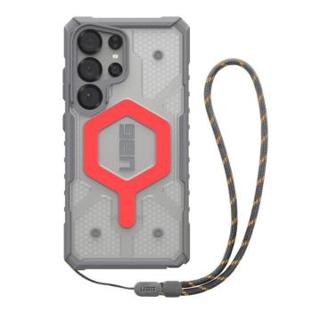 UAG Pathfinder Samsung Galaxy S25 Ultra Clear Magsafe tok, active lava lanyard kép