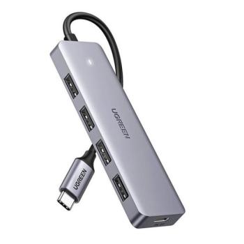 Ugreen 4in1 hub adapter USB-C- 4xUSB-A 3.0 + USB-C, szürke kép