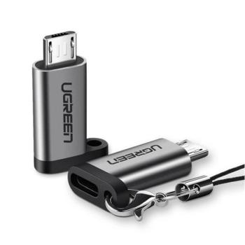 UGREEN adapter (Type-C aljzat - microUSB, adatátvitel és töltés) SÖTÉTSZÜRKE kép