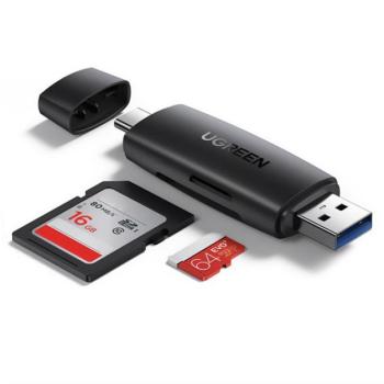 UGREEN adapter (USB - Type-C, TF/SD kártyaolvasó, OTG, adatátvitel és töltés) FEKETE ZTE Blade V40s, Xiaomi Poco F5 Pro, Honor Pad X9 , Sony Xperia XA1 Ultra (G3212), Honor 9, Huawei Mate 10, Hu kép