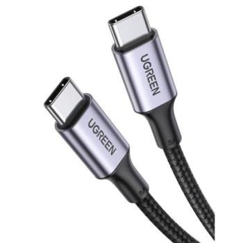 UGREEN adatkábel és töltő (Type-C - Type-C, 5A, PD gyorstöltés támogatás, 100W, 200cm, cipőfűző minta) FEKETE ZTE Blade V40s, ZTE Blade V40 Design, Samsung Galaxy Xcover 5 (SM-G525F), Lenov kép