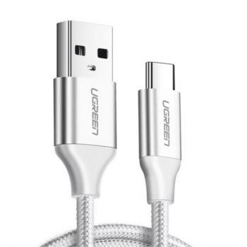 UGREEN adatkábel (USB - Type-C, 3A, PD gyorstöltő 3.0, 100W, 200cm, cipőfűző) FEHÉR kép