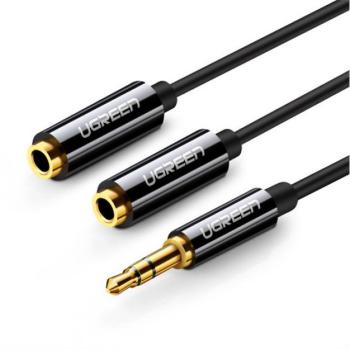 UGREEN audió adapter kábel (elosztó, 2 3.5mm jack aljzat - 3.5mm jack, 25cm) FEKETE kép