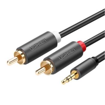 Ugreen AV102 2x RCA (Cinch) jack 3,5 mm-es kábel, 1,5m, fekete kép
