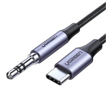Ugreen AV143 3,5 mm-es mini jack AUX kábel, USB-C, 1m, fekete kép