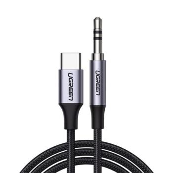UGREEN AV143 audió kábel (3.5mm jack - Type-C, 100cm, cipőfűző minta) SZÜRKE kép