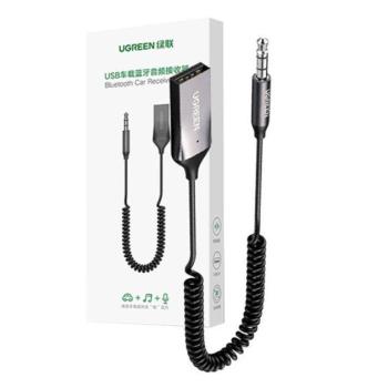 Ugreen Bluetooth 5.3 audio vevő USB-A kábel, audio adapter, AUX, jack csatlakozóval, fekete kép