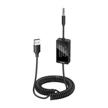 UGREEN bluetooth audió adapter (v5.4, 3.5mm jack, TX/RX funkció, spirál kábel) FEKETE kép