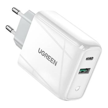 UGREEN CD170 hálózati töltő USB+Type-C aljzat (36W, PD gyorstöltő 4.0) FEHÉR kép