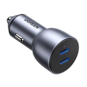 UGREEN CD213 autós töltő 2 Type-C aljzat (36W, PD gyorstöltő 4.0) SÖTÉTSZÜRKE kép