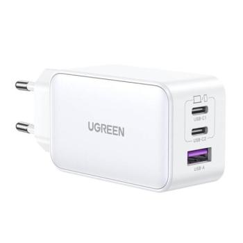 UGREEN CD244 hálózati töltő 2 Type-C/USB aljzat (65W, GaN, PD gyorstöltő 4.0) FEHÉR kép