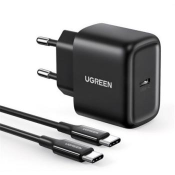 UGREEN CD250 hálózati töltő Type-C aljzat (25W, PD gyorstöltő + Type-C kábel) FEKETE kép