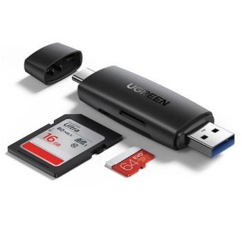 Ugreen CM304 USB-A + USB-C adapter SD + microSD kártyaolvasó, fekete kép
