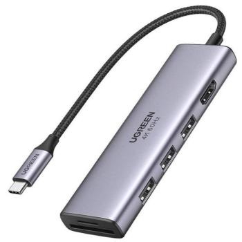 Ugreen CM511 Hub 5in1 USB-C-USB 3.0, HDMI, TF/SD, szürke kép